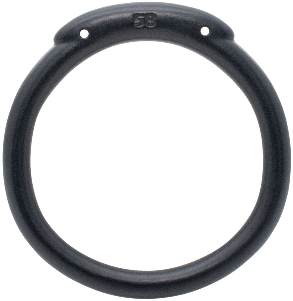 Black Olympus 3D printed 58mm chastity back ring with a hexlock system.