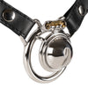 JTS S234 chastity device with a circular ring and adjustable waist strap.