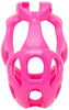 The front of a pink Hera barrel lock cage in medium size.