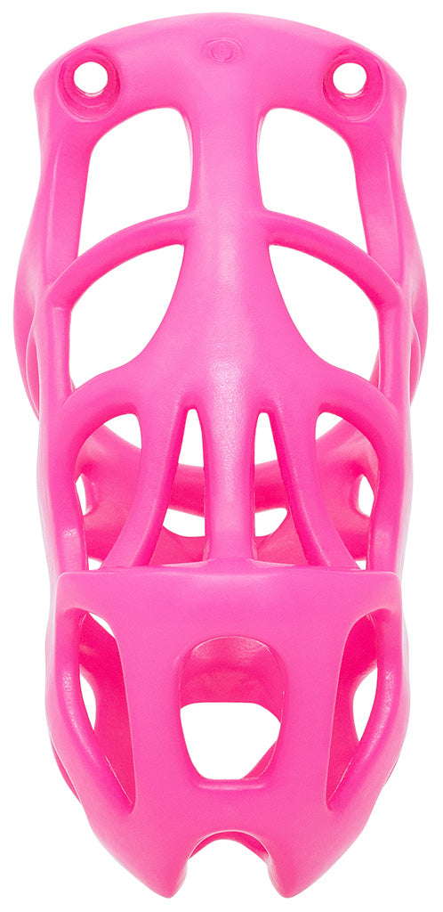 The front of a pink Hera hexlock cage in XL size.