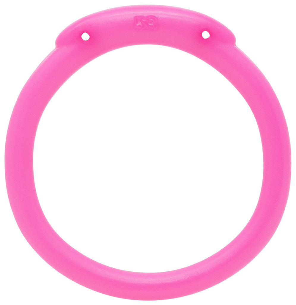 Pink Olympus 3D printed 58mm chastity back ring with a hexlock system.