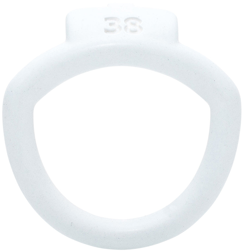 White Olympus 3D printed 38mm chastity back ring with a barrel lock system.