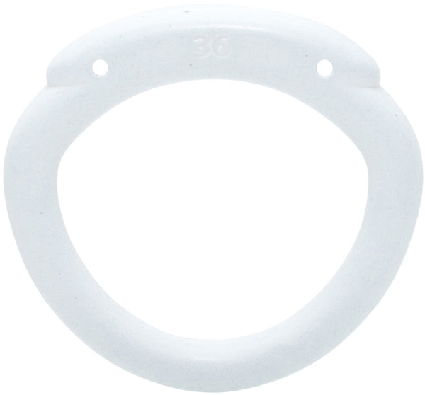 White Olympus 3D printed 36mm chastity back ring with a hexlock system.