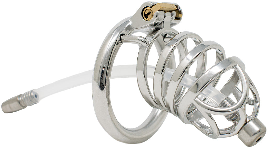 JTS S202 XL chastity device with a urethral tube and circular ring